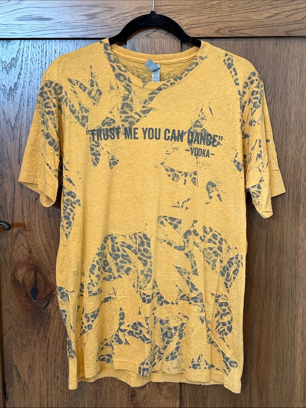 Next Level Apparel Yellow Short Sleeve Tee with Gray Graphic